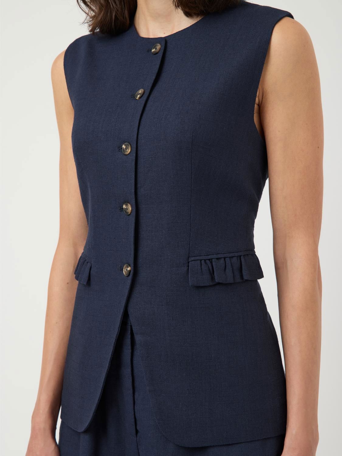 Yasagana Linen Blend Waistcoat S.