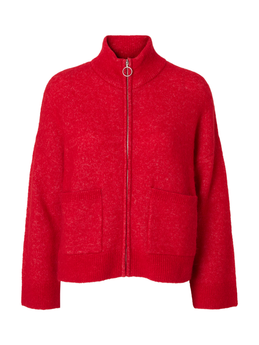 Slfsia ls knit zipper cardigan