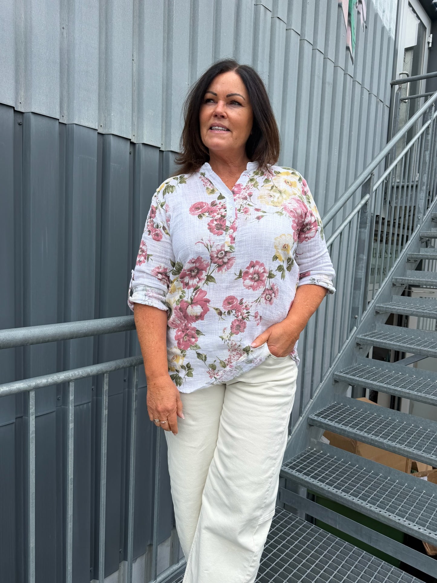 Inger Bomullsbluse, småblomster