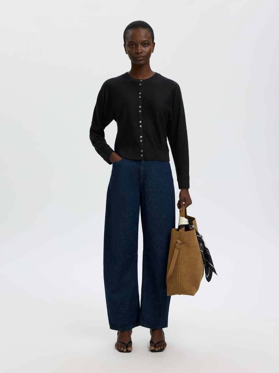 Slfjane Linen Ls Bat Knit Cardigan