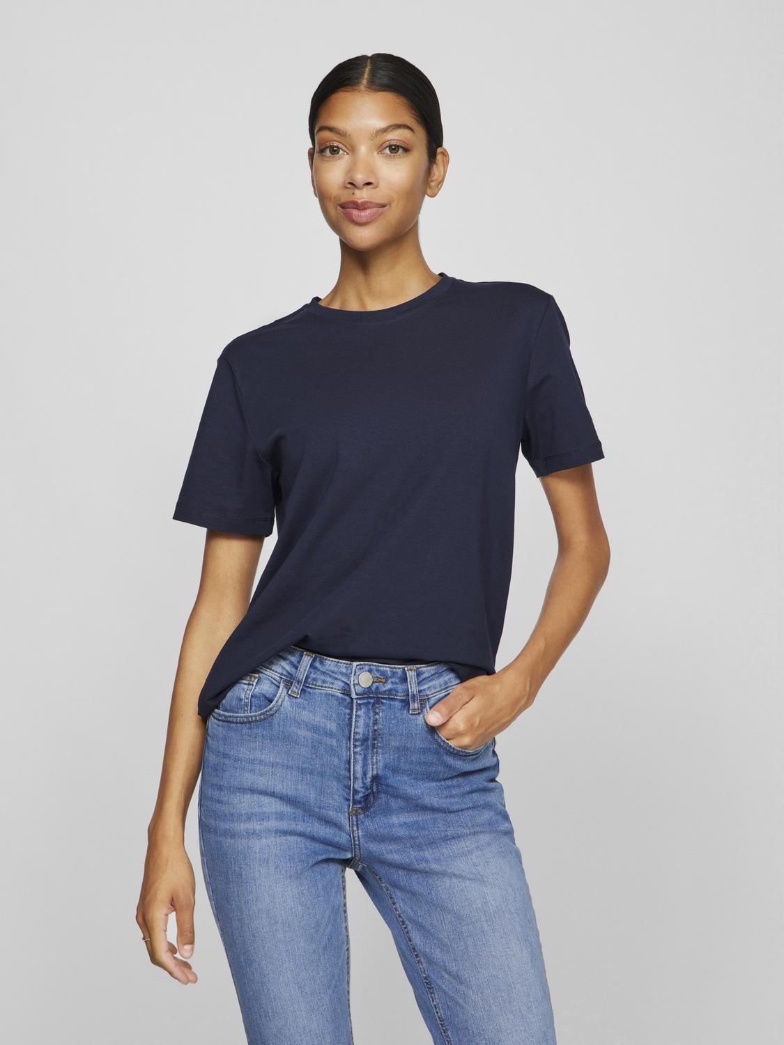Nora T-skjorte med rund hals - Navy Blazer