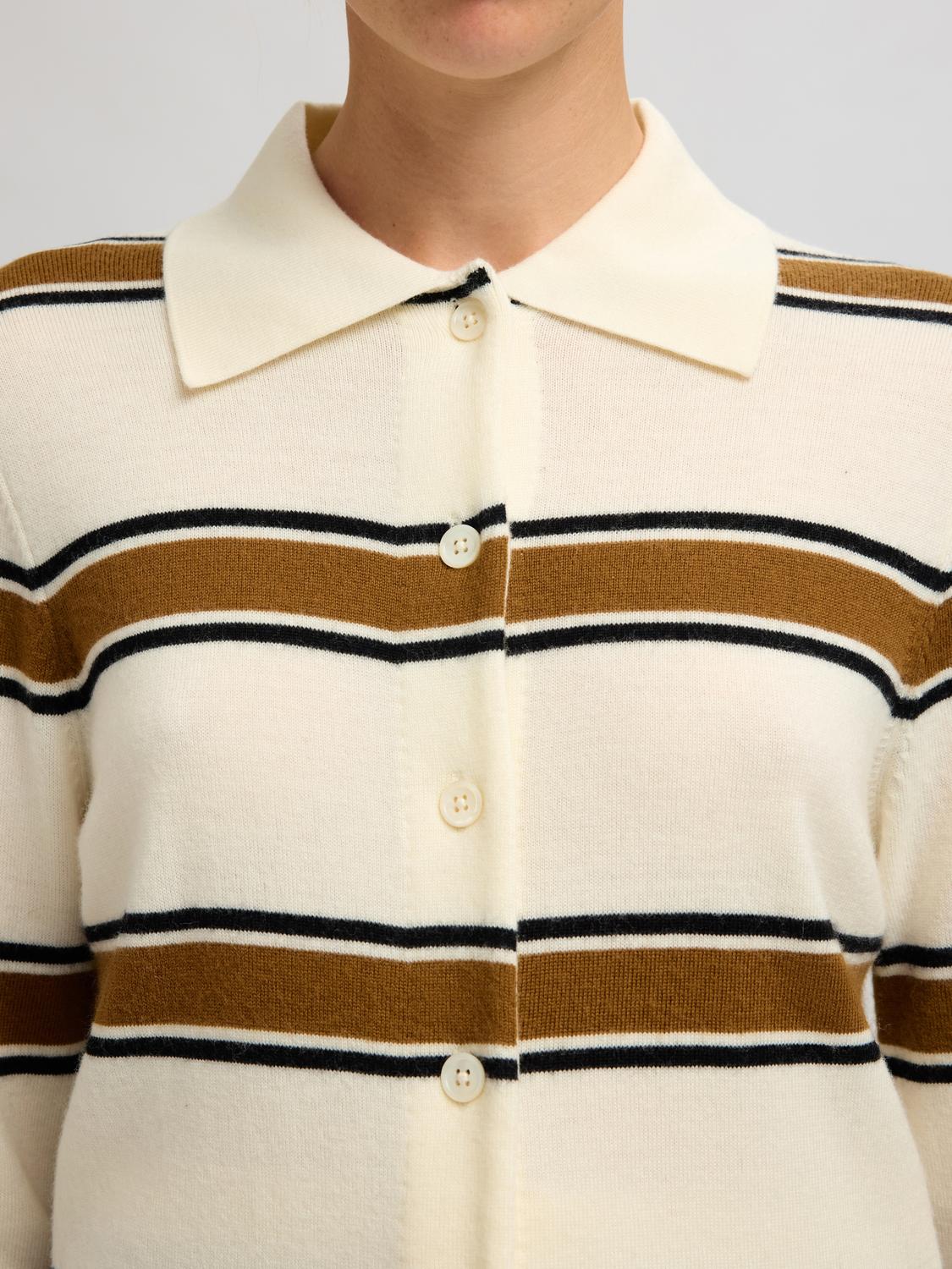 Slfthea Ls Knit Button Collar Neck