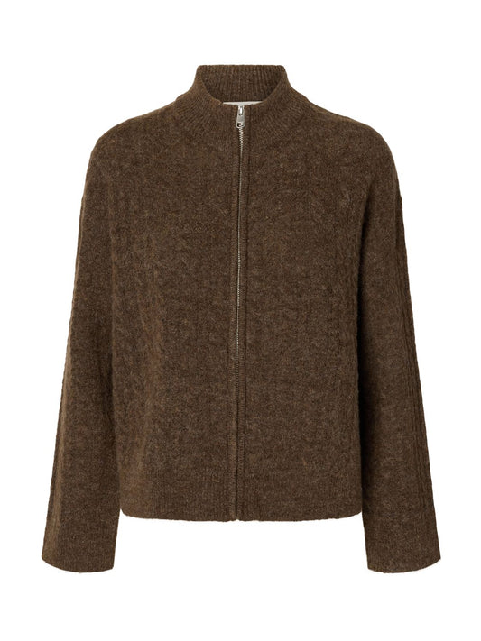 Slwlulu Cable Ls Knit Zipper Cardigan