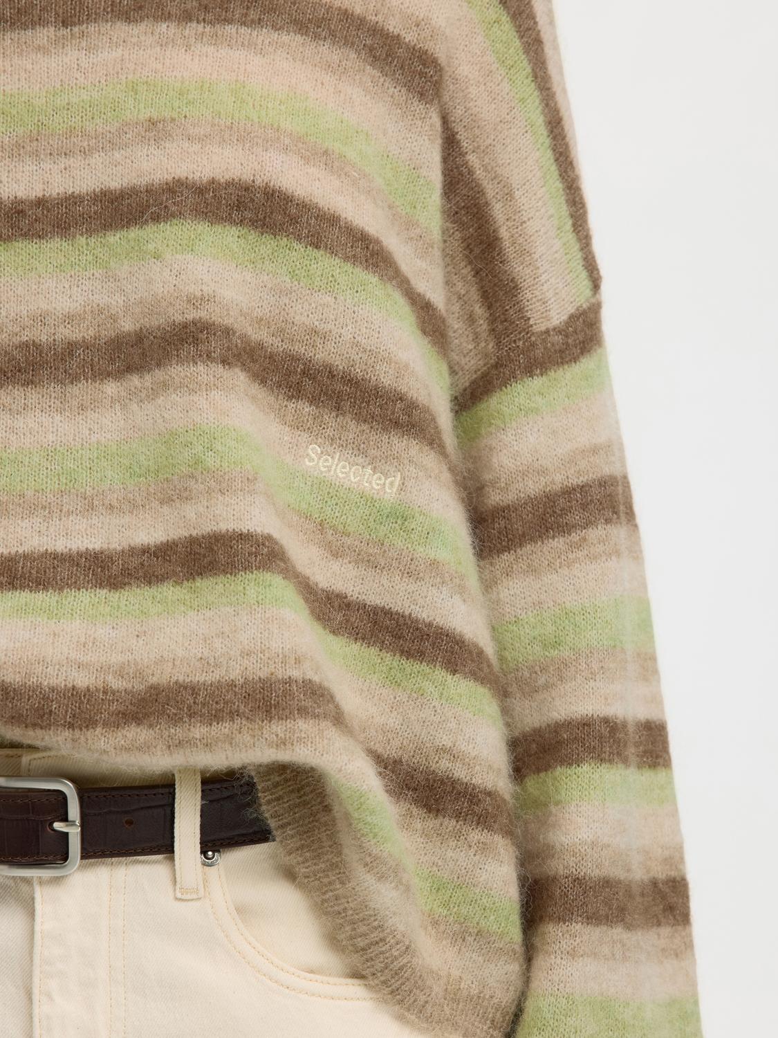 Slflulu Ls Knit Button O-Neck