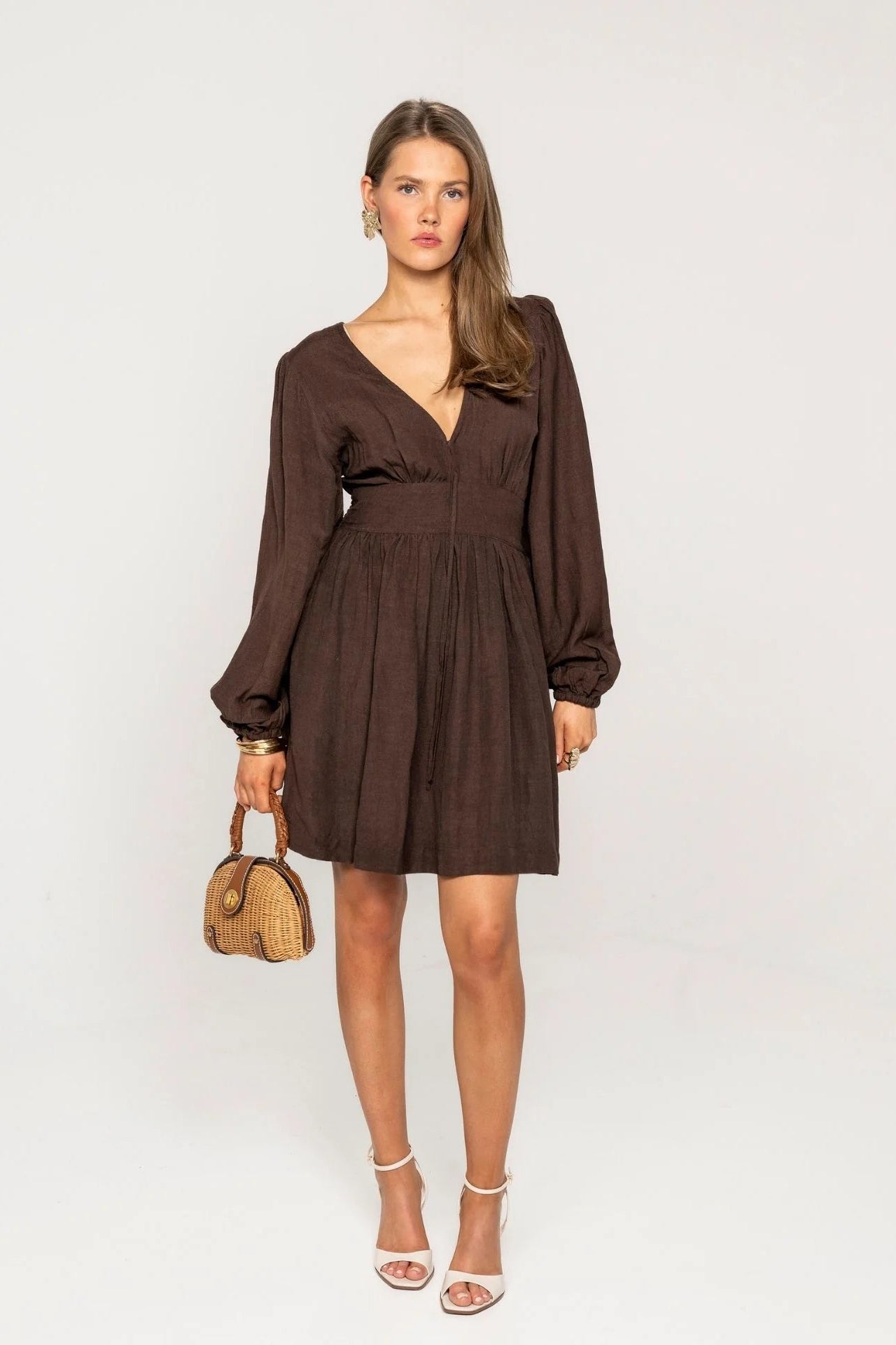 Amelie Dress Espresso Linen