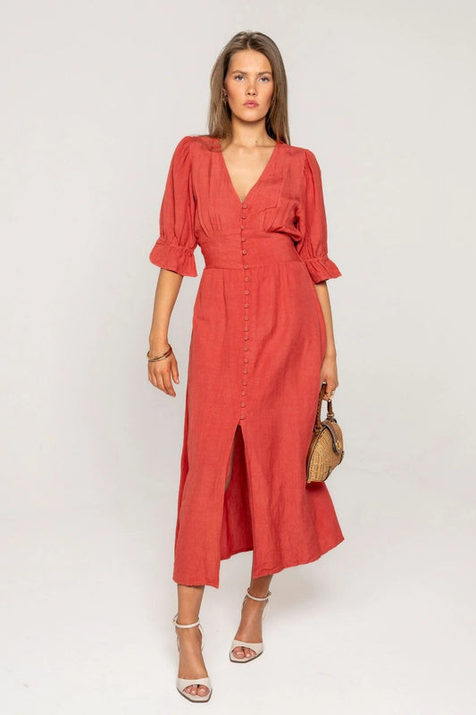 Andrea Dress Candid Apple Linen