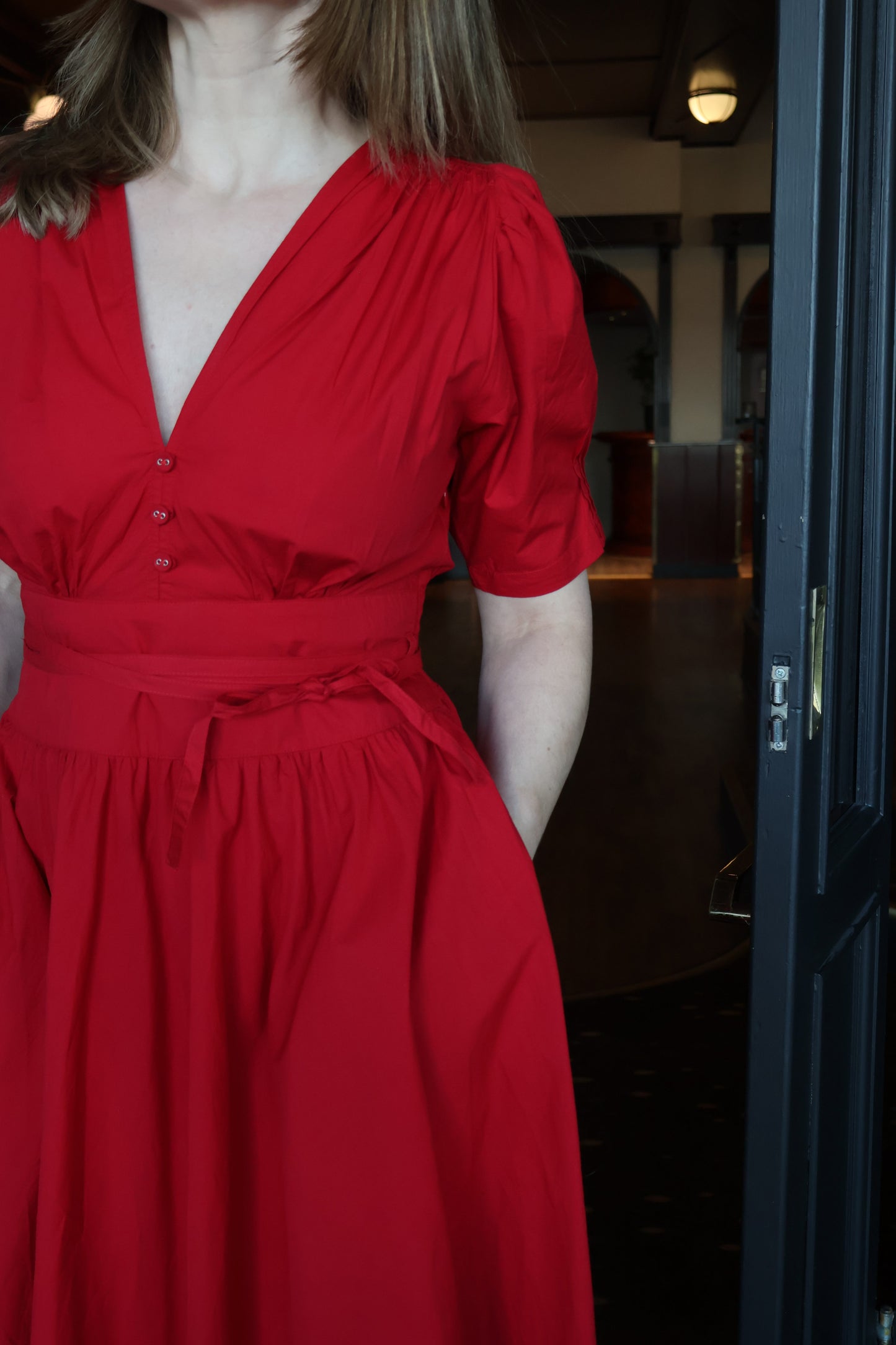 Maria Dress City Red Poplin