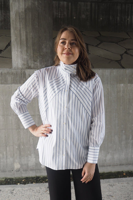 Somocc Stripe Funnel Neck Shirt