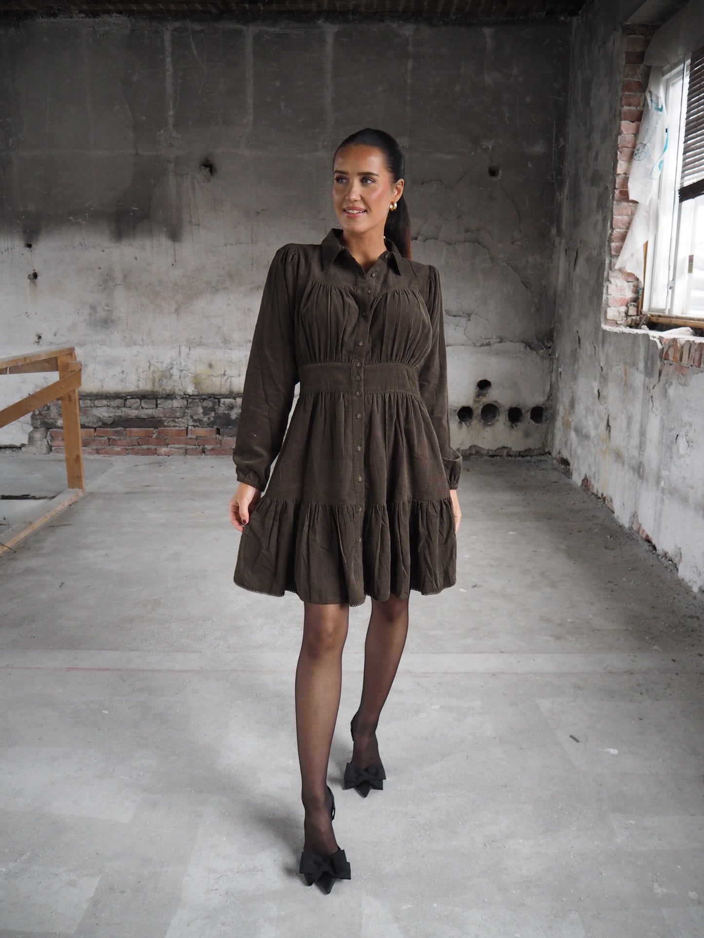 Vicky Dress Forest Corduroy