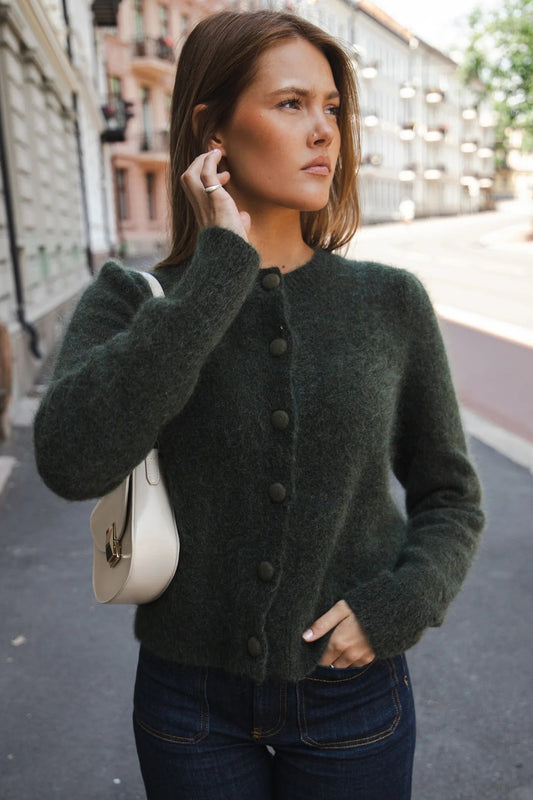 Ulla mohair cardigan Harvest Green