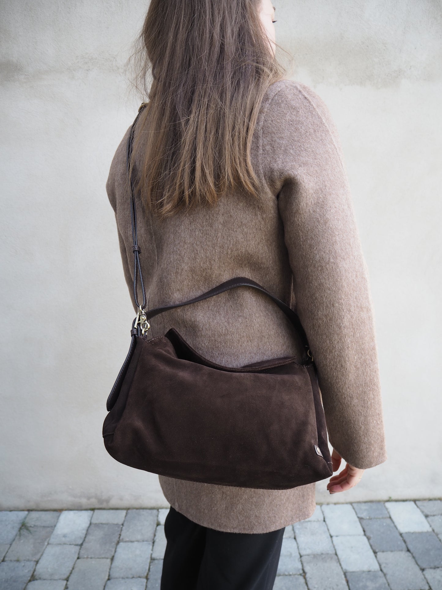 Exclusive suede crossbody bag