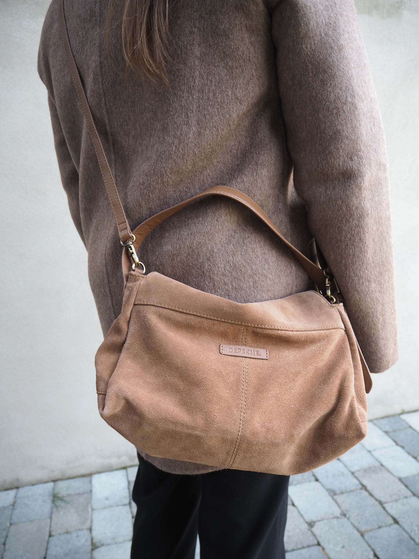 Exclusive suede crossbody bag