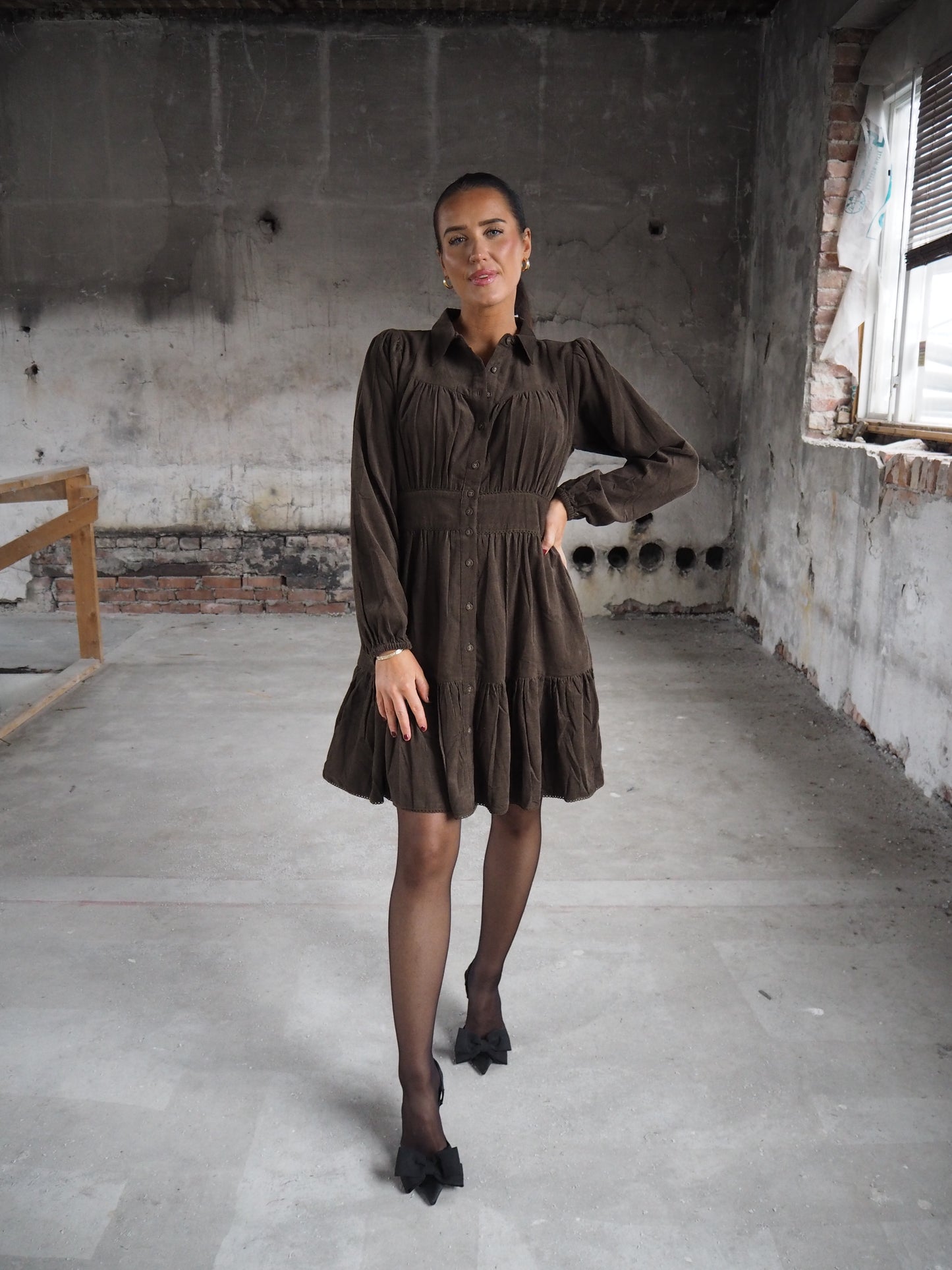 Vicky Dress Forest Corduroy