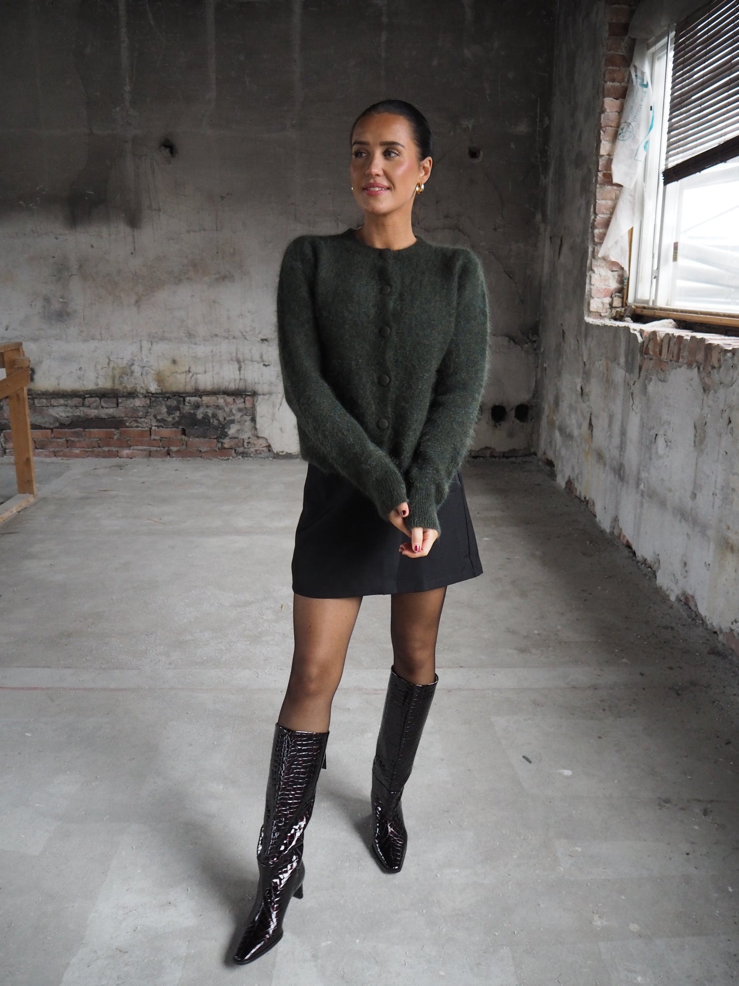 Ulla mohair cardigan Harvest Green