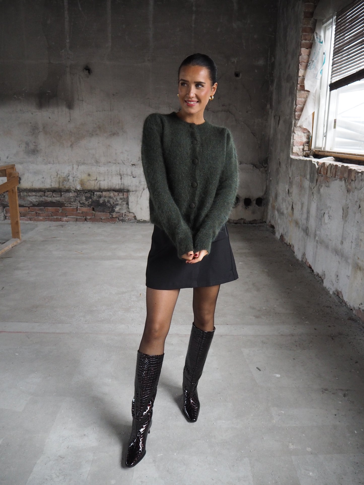 Ulla mohair cardigan Harvest Green