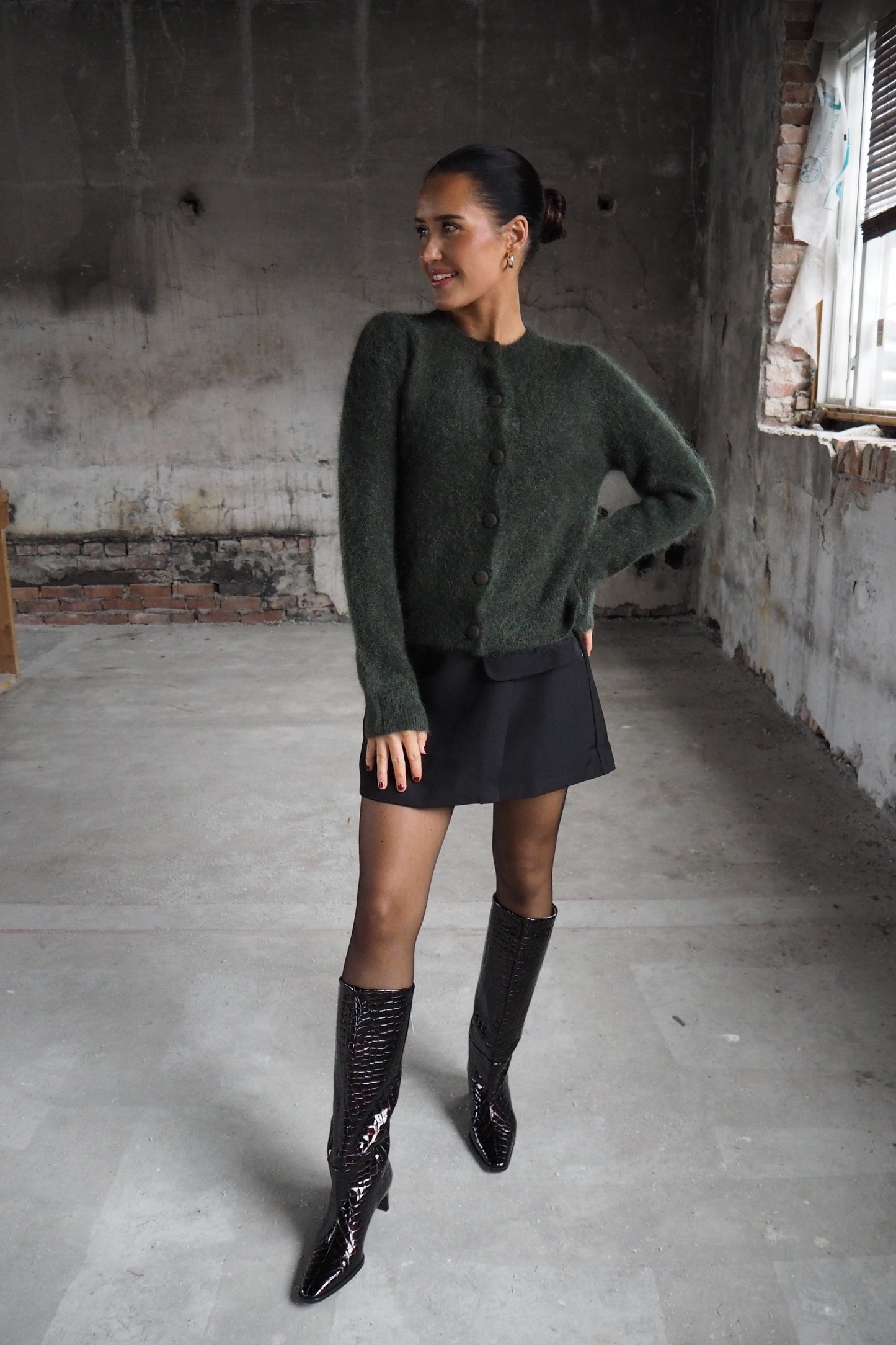 Ulla mohair cardigan Harvest Green