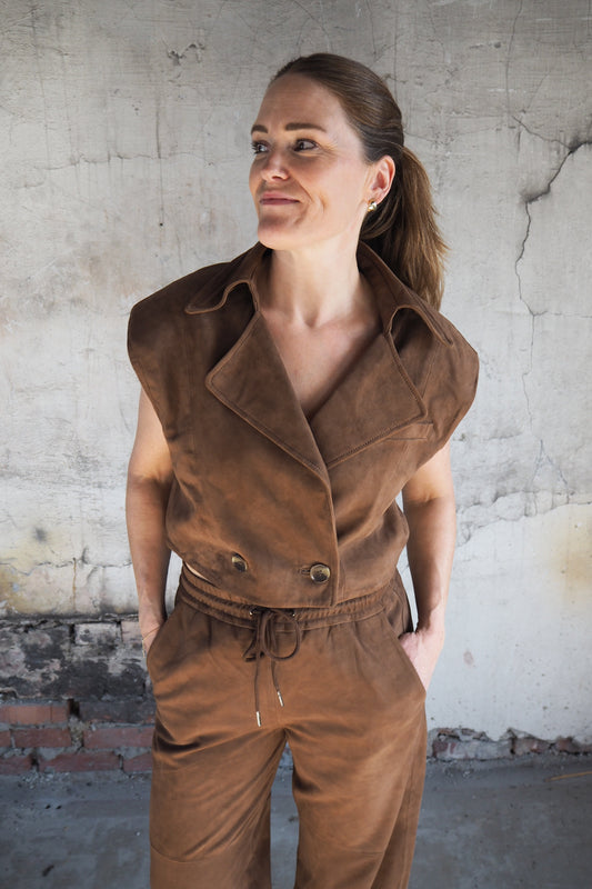 SiennaCC Suede Crop Waistcoat