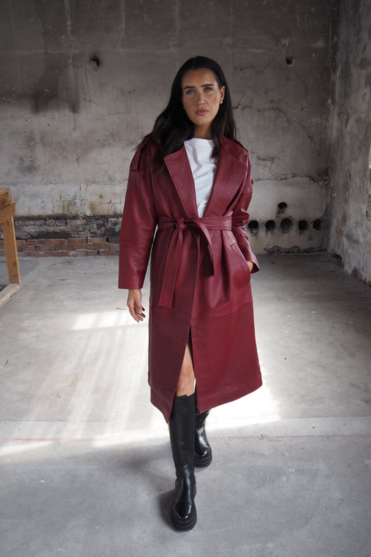Phoebe Leather Wrap Trench
