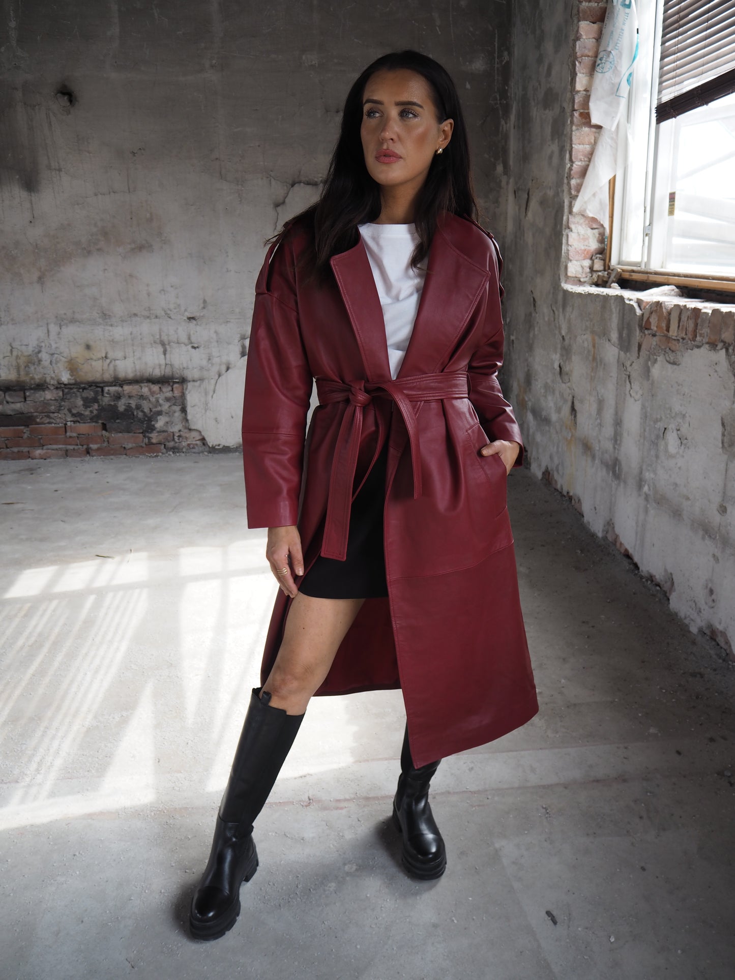 Phoebe Leather Wrap Trench