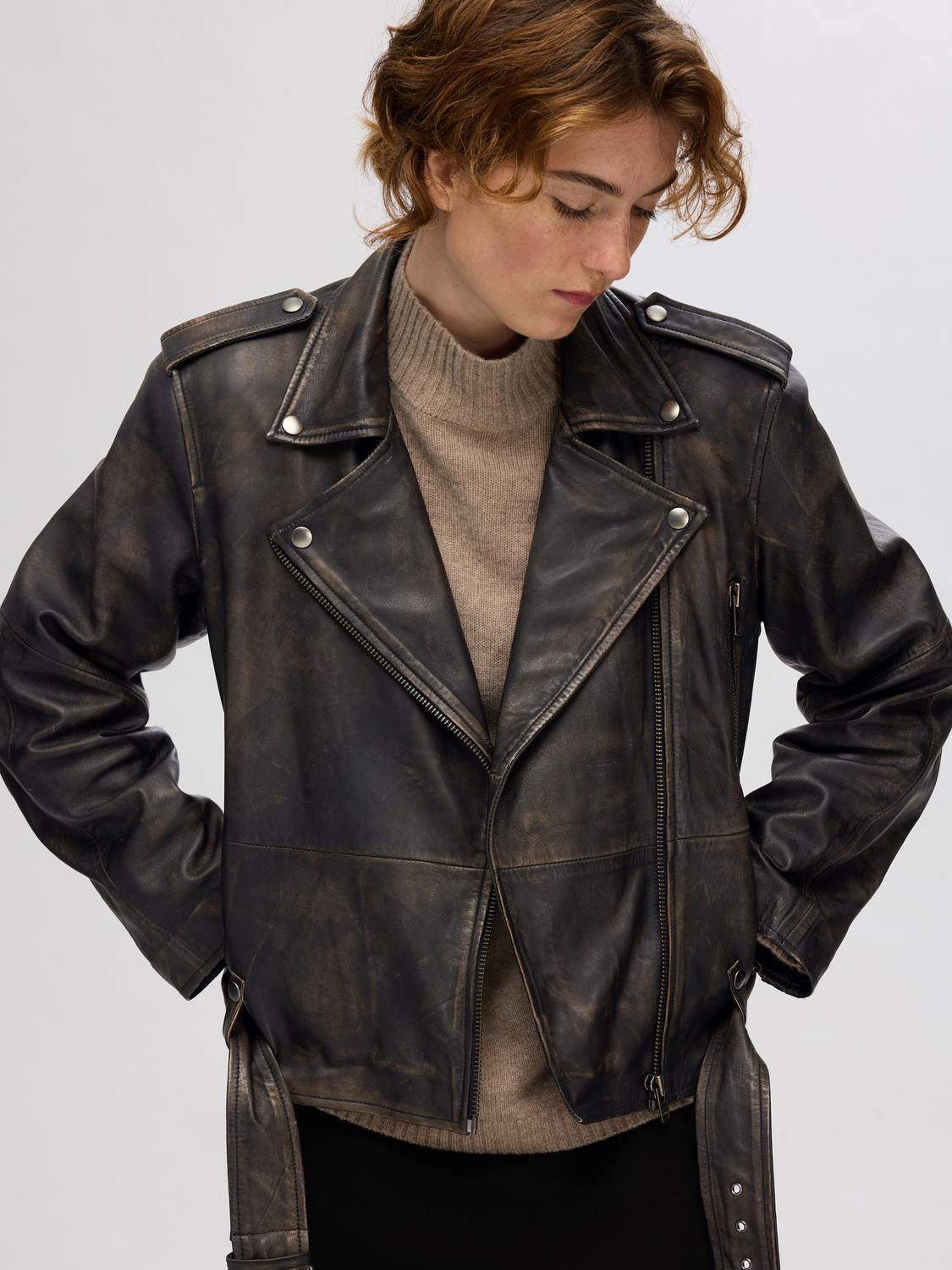 Slfnana Biker Leather Jacket
