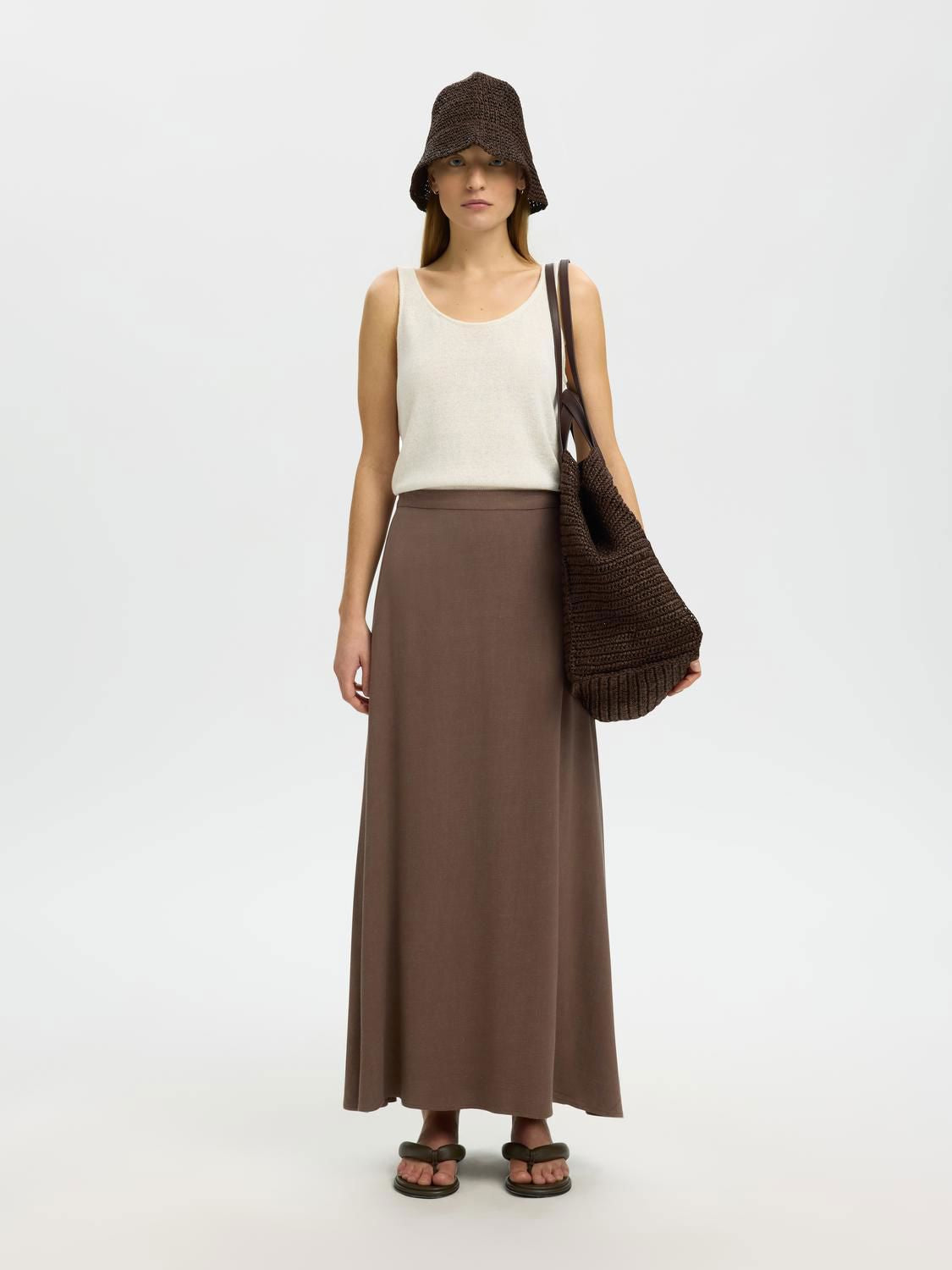 Slwviva Hw Ankle Linen Blend Skirt Noos