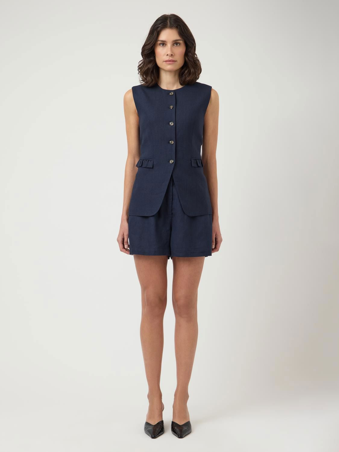 Yasagana Linen Blend Waistcoat S.
