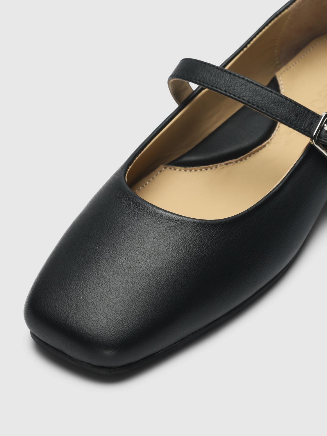 Slfiris Leather Squared Buckle Ballerina
