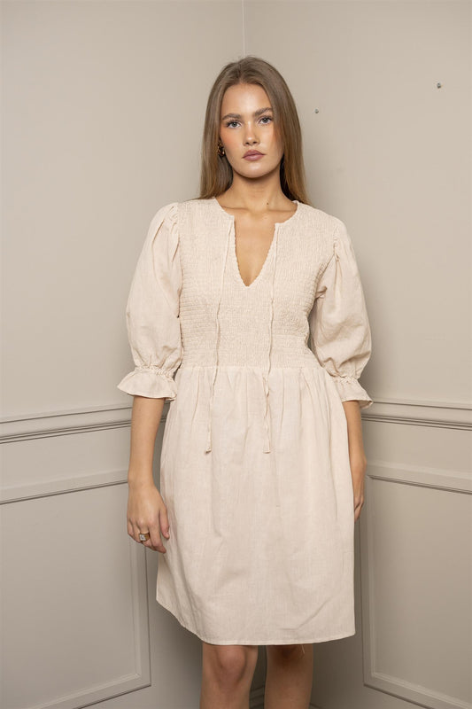 Benita Dress Sand Linen