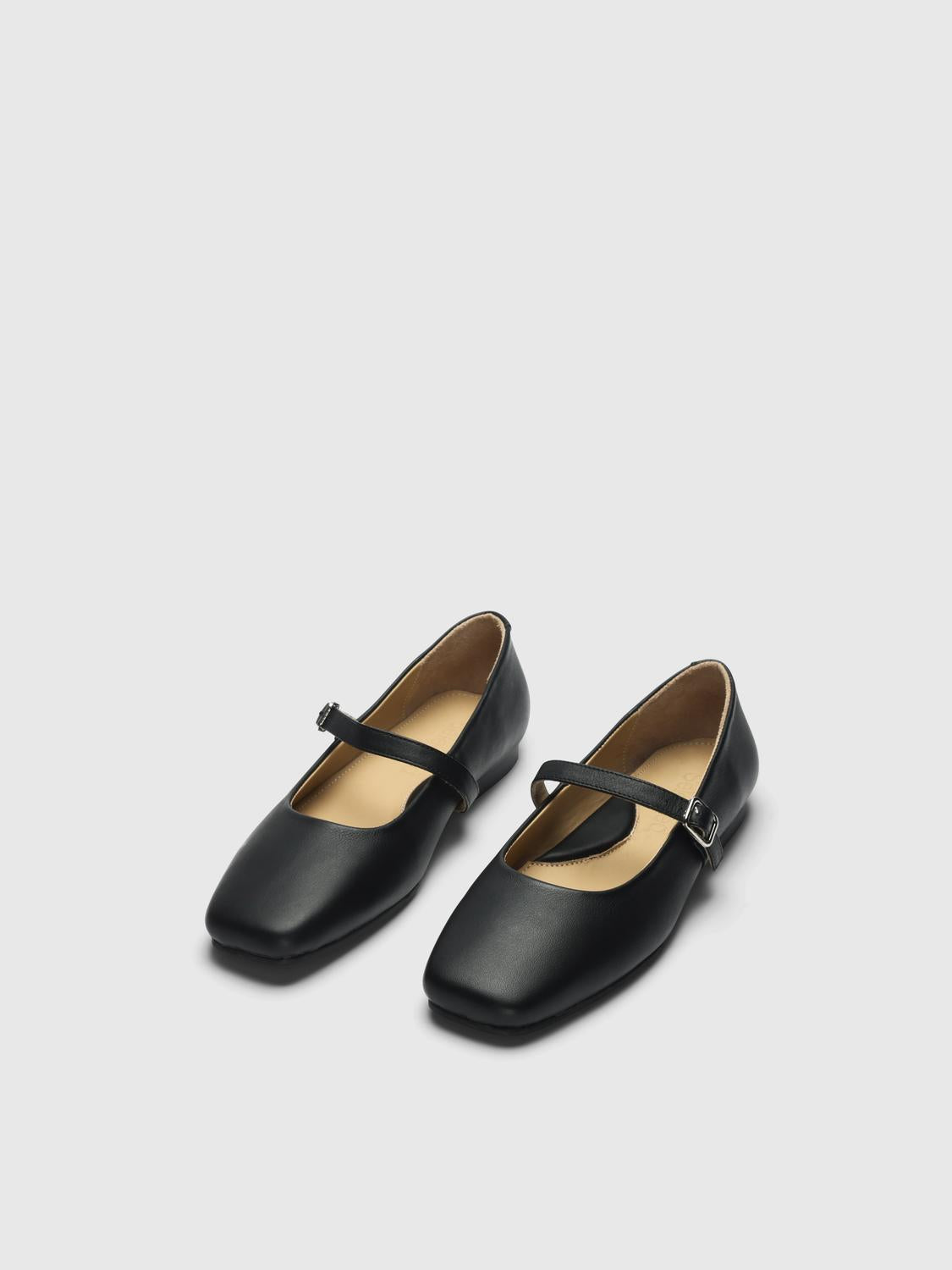 Slfiris Leather Squared Buckle Ballerina