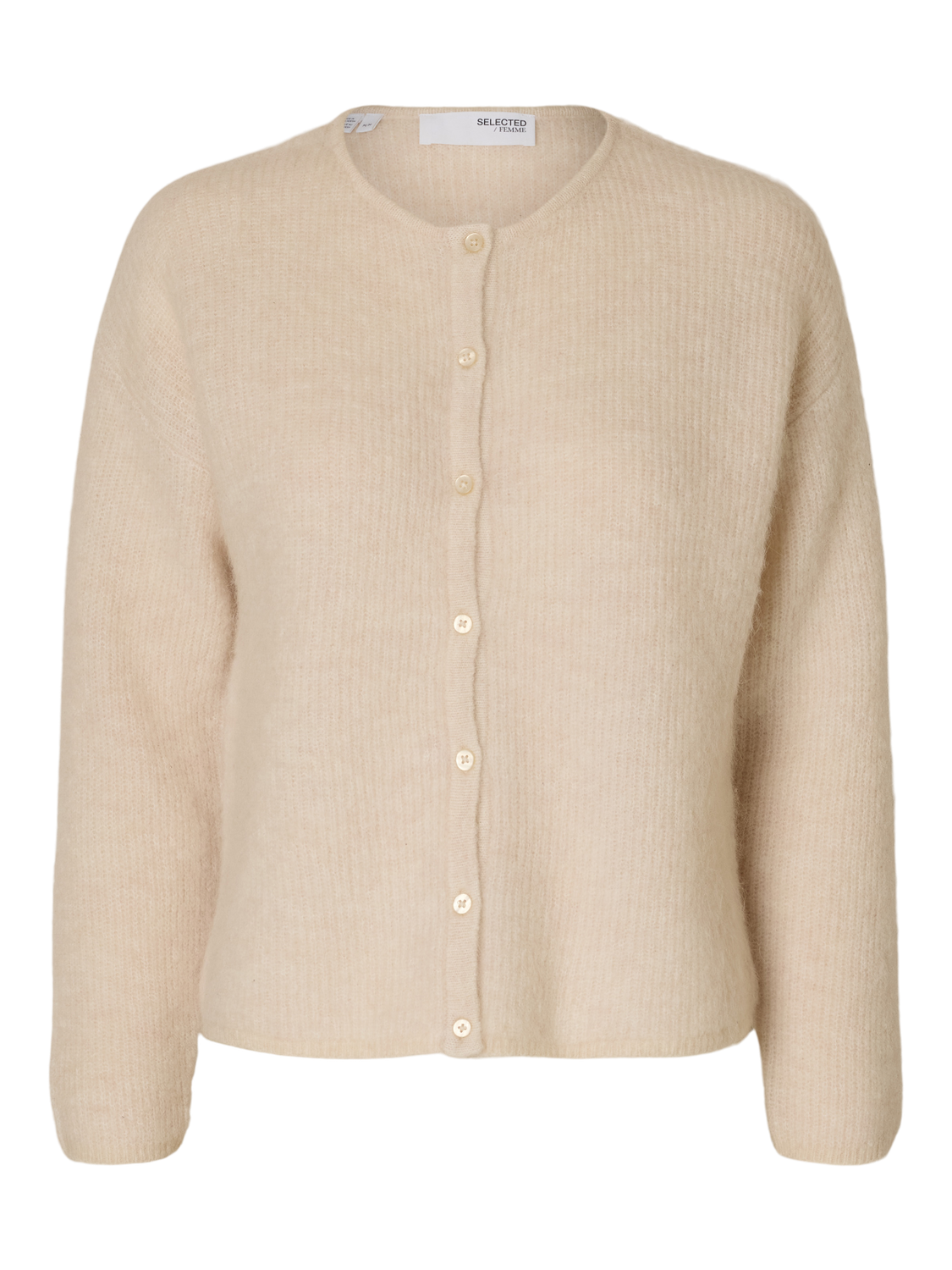 Sia ras ls knit o-neck cardigan - Birch