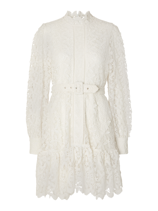 SLFSILJA LS EMBROIDERY SHORT DRESS SOLID