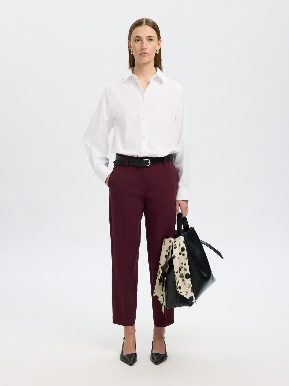 Slfrita-Ria Mw Cropped Pant Mel Noos