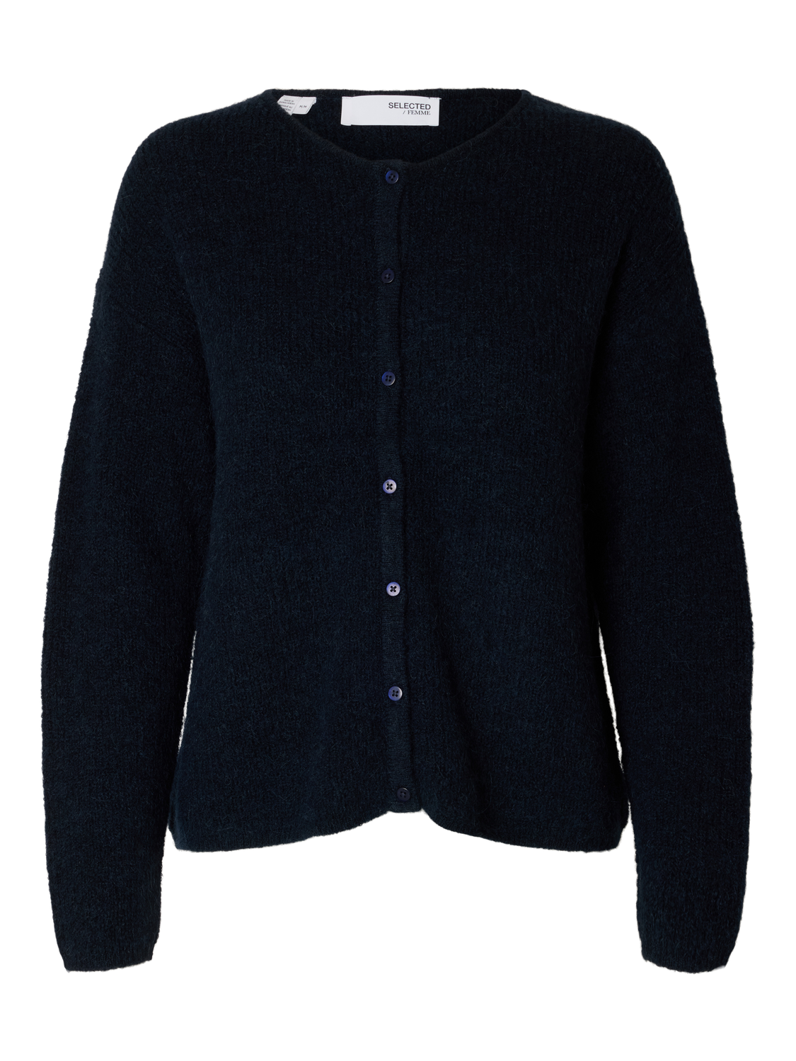 Sia ras ls knit o-neck cardigan - Dark sapphire