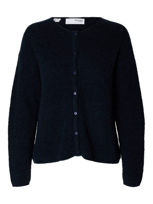 Sia ras ls knit o-neck cardigan - Dark sapphire