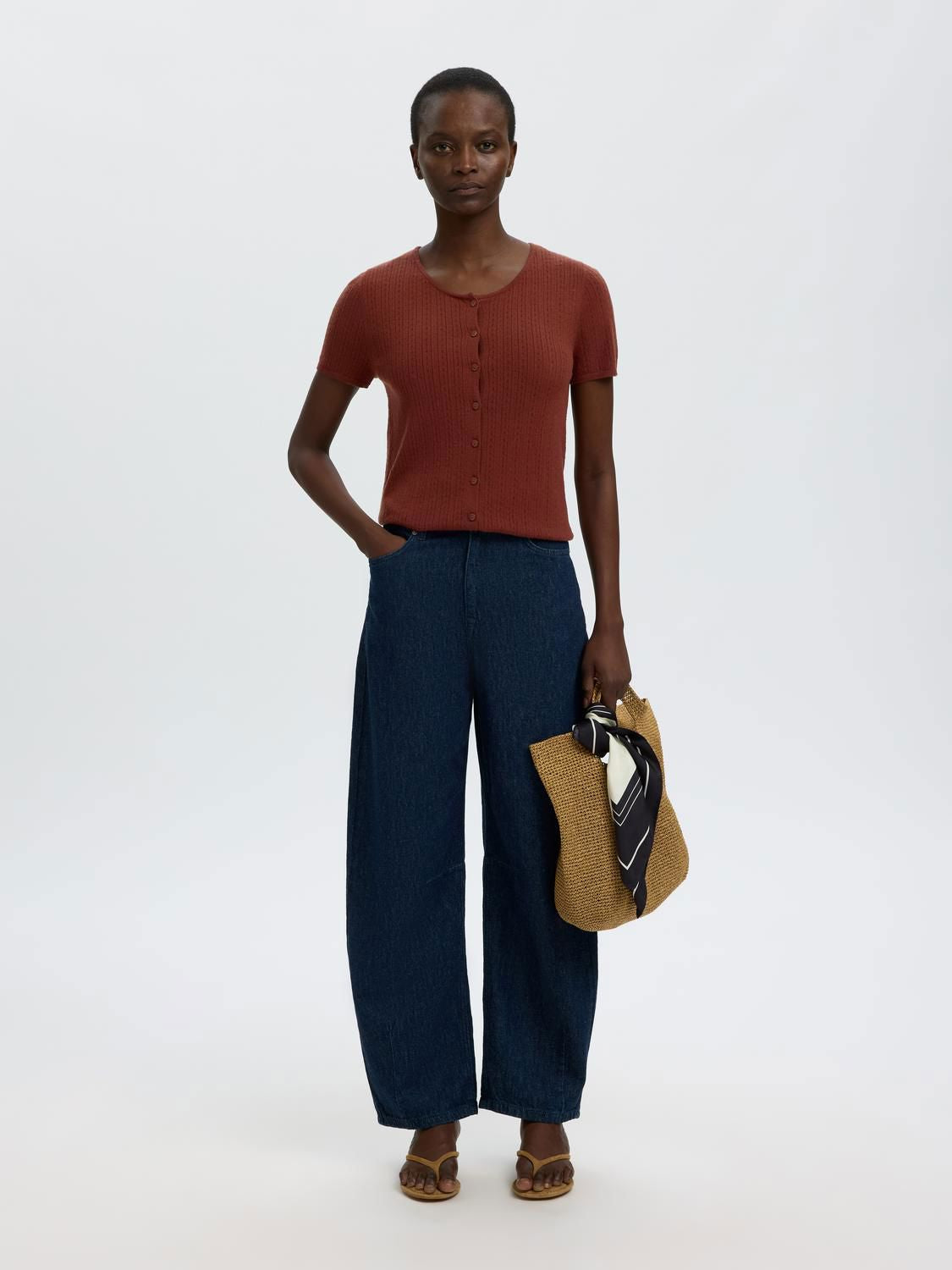 Slfhelle Pointel Ss Knit Cardigan