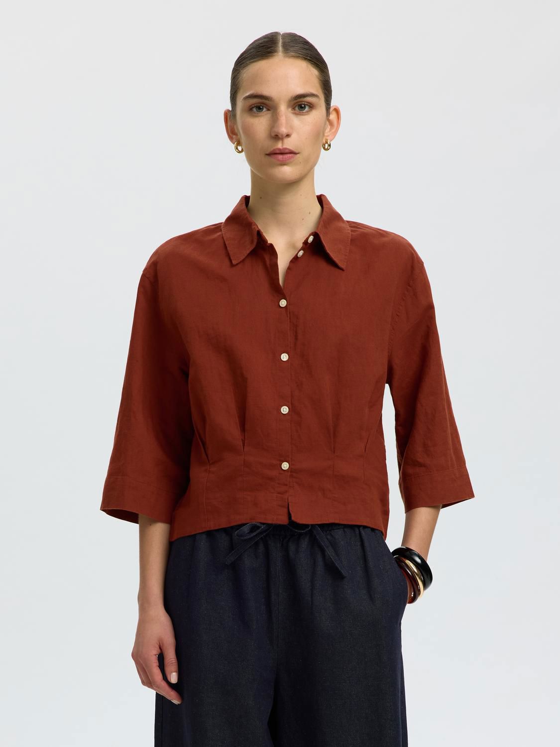 Slfcleo Regular 3/4 Cropped Shirt B