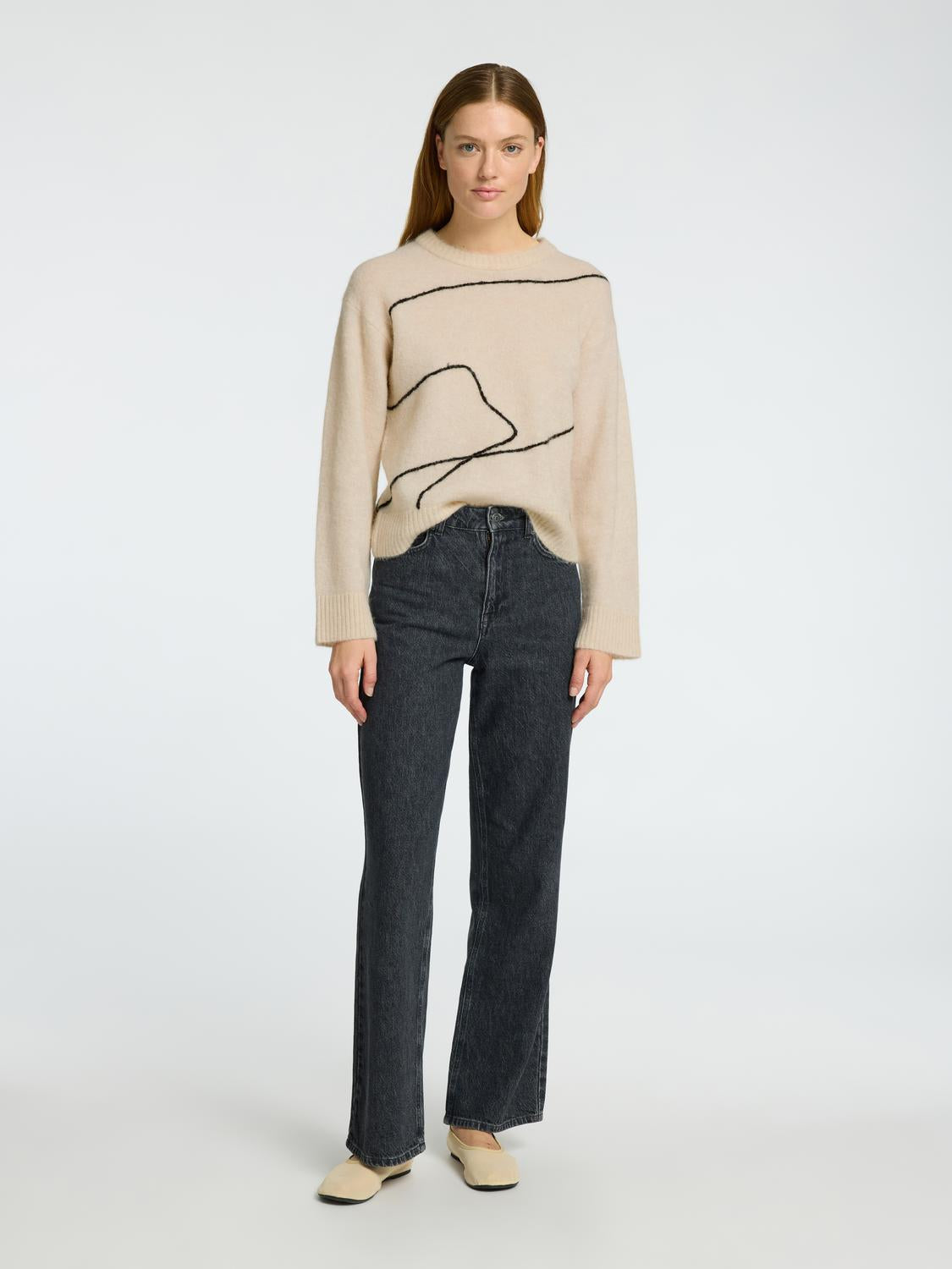 Sia Ras LS Knit Artwork O-neck