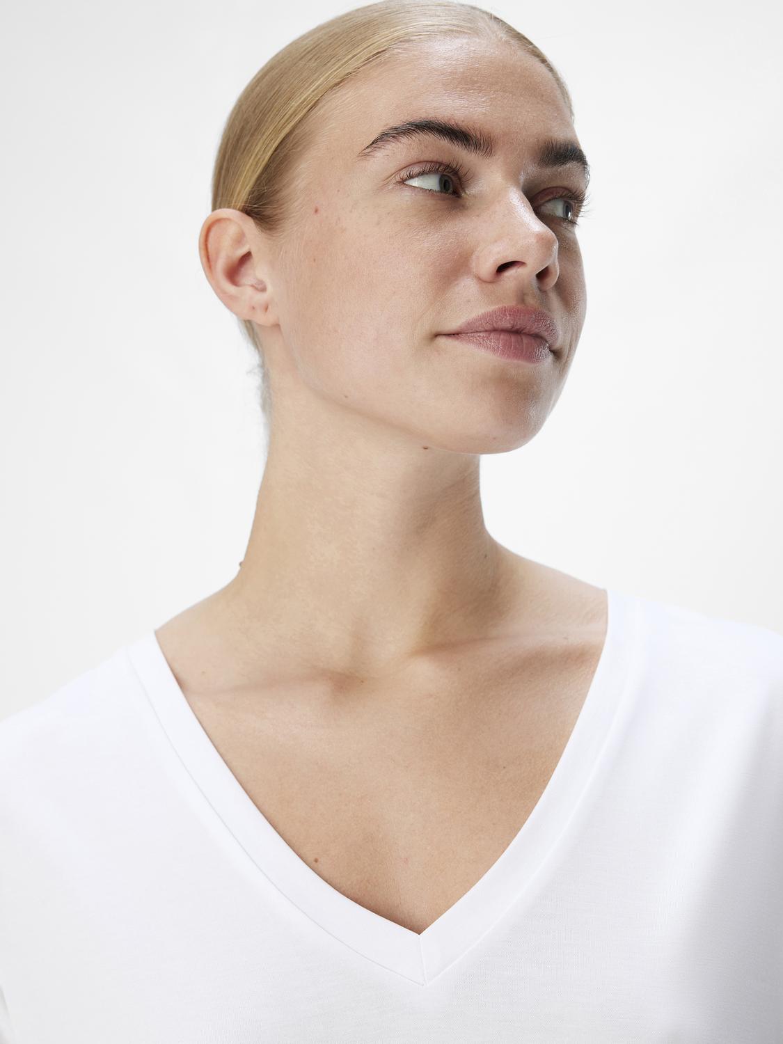 Annie RE S/S V-neck top - Hvit