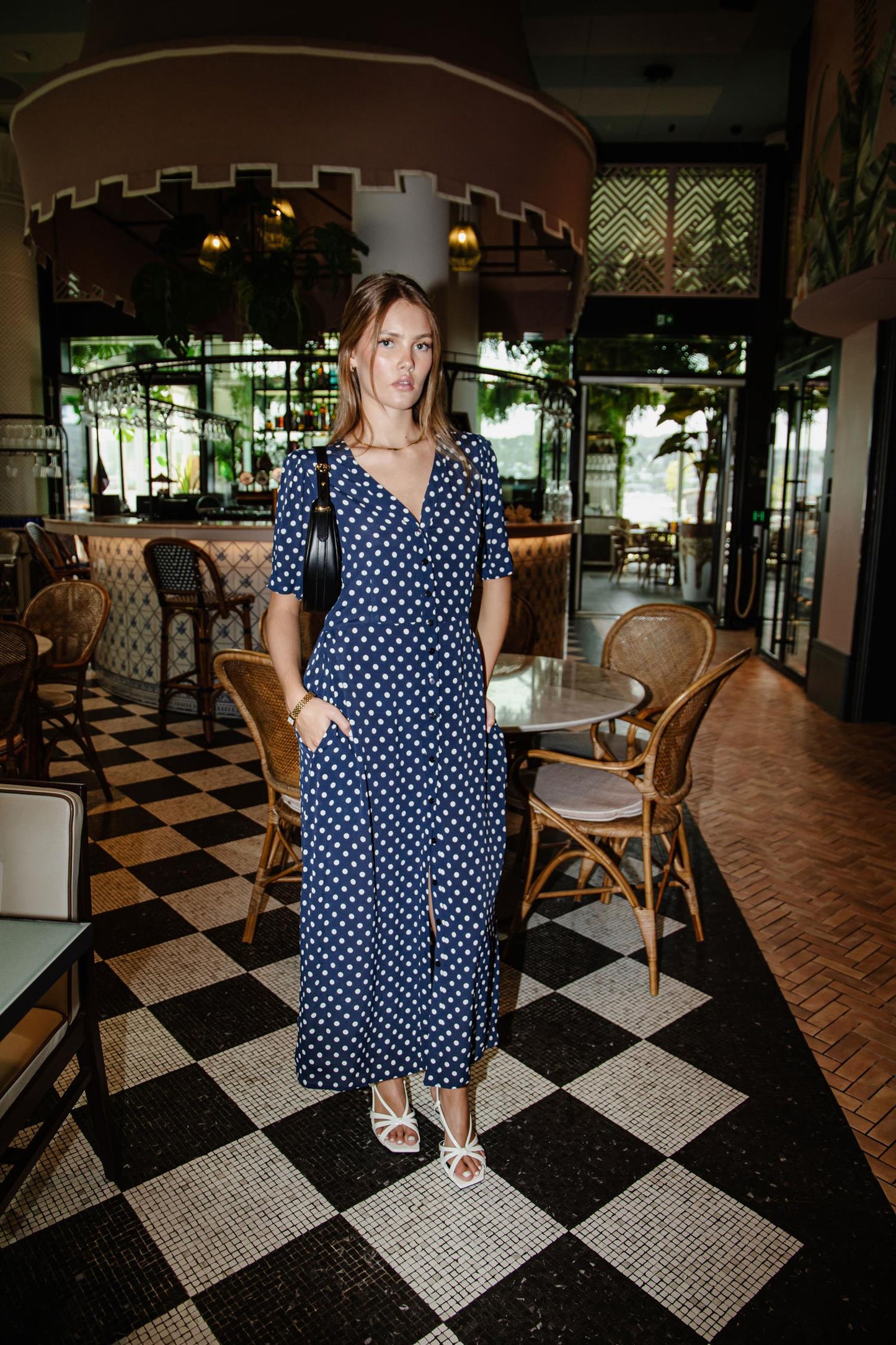 Angela Dress Polka Blue