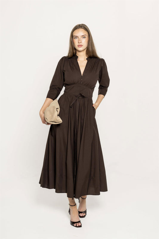 Maria Dress Chocolate Poplin