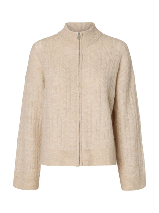 Slwlulu Cable Ls Knit Zipper Cardigan