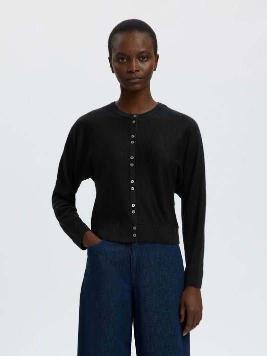 Slfjane Linen Ls Bat Knit Cardigan