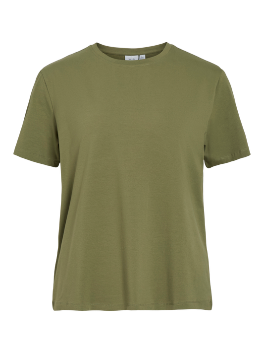 Nora T-skjorte med rund hals - Oil Green