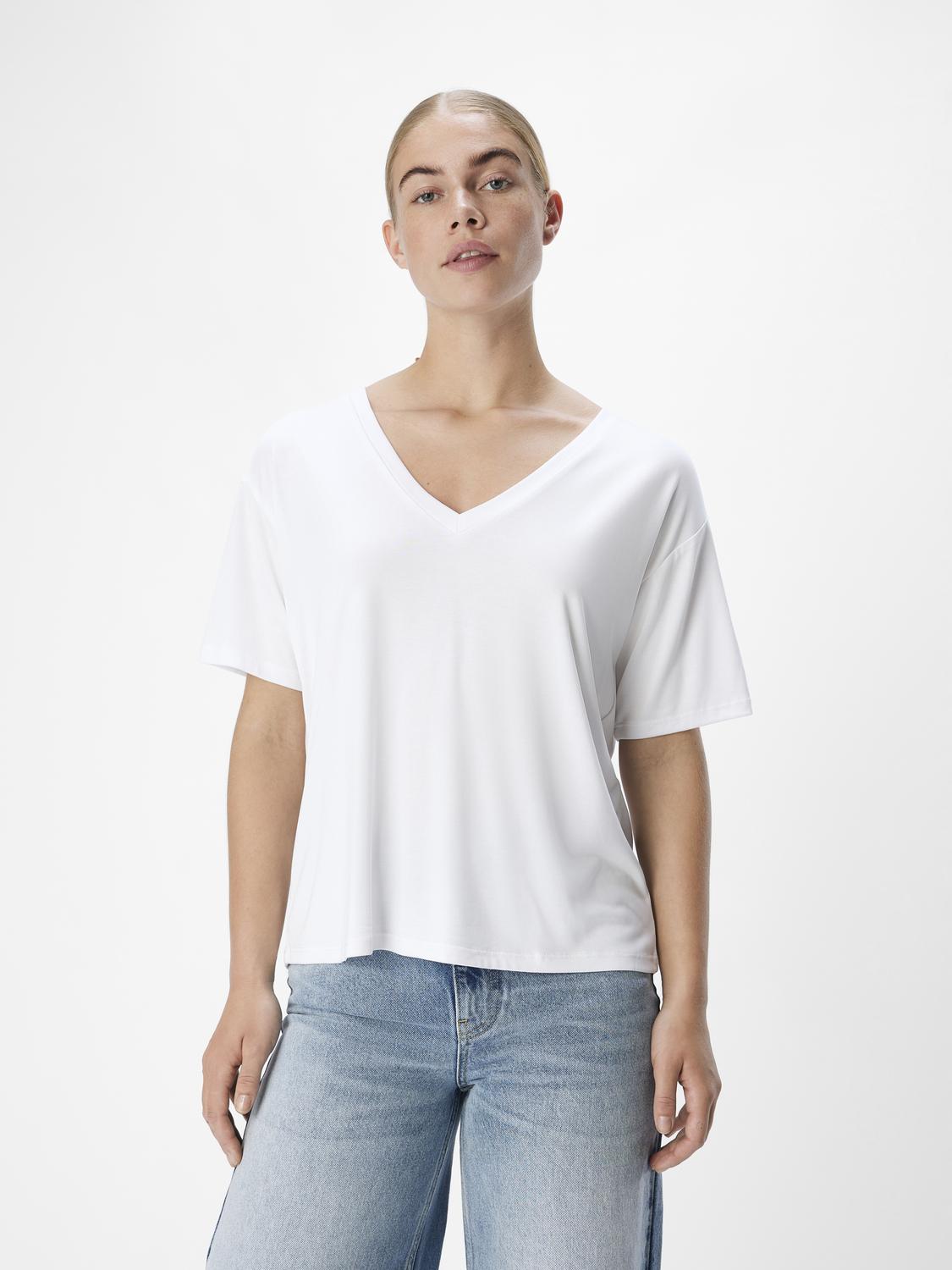 Annie RE S/S V-neck top - Hvit