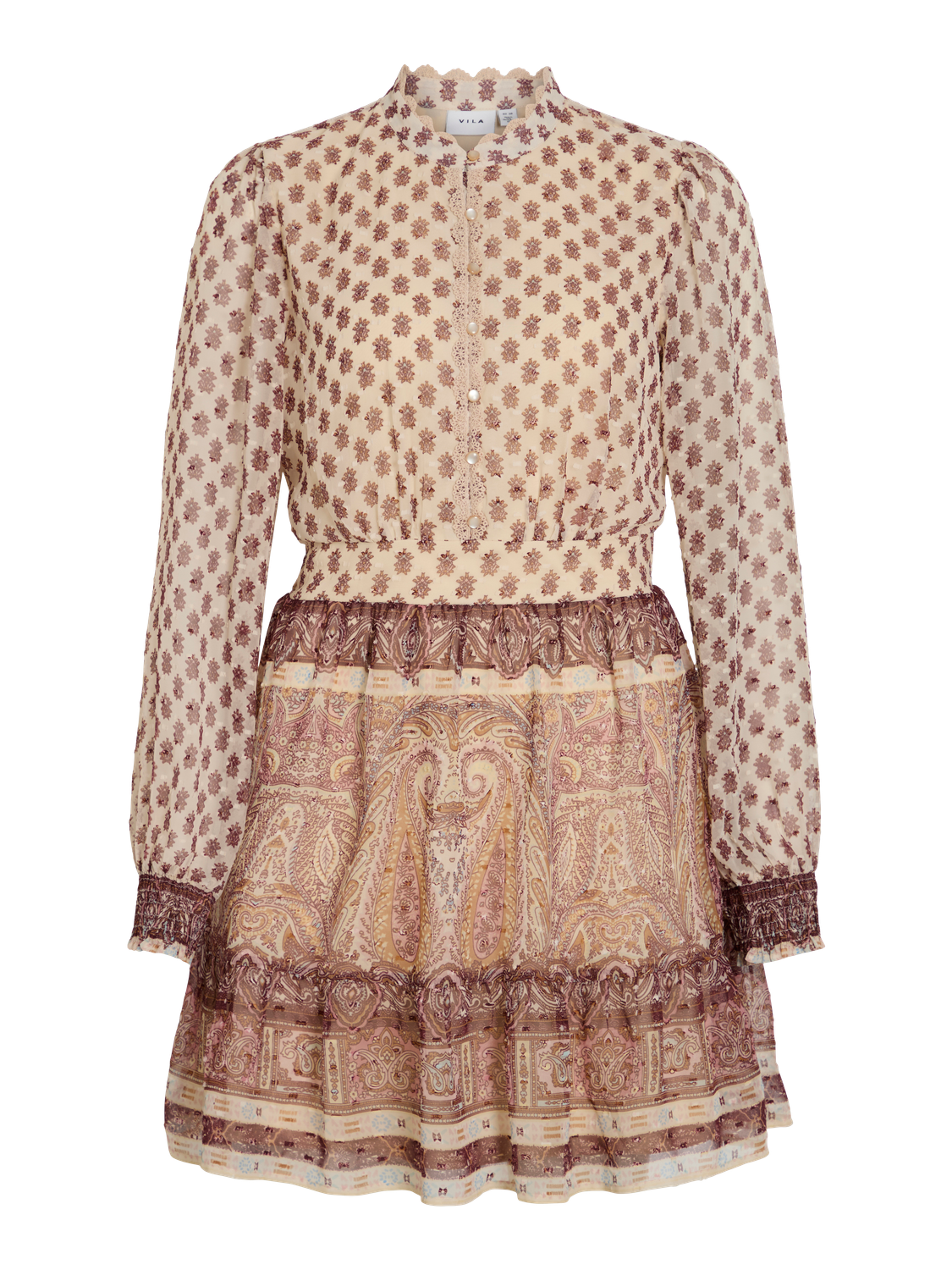 VILYRIDA O-NECK LS SHORT DRESS/LN