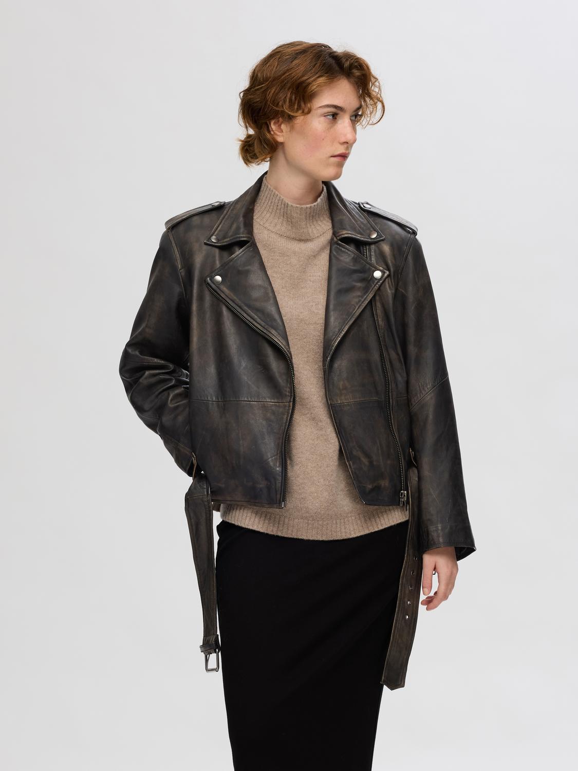 Slfnana Biker Leather Jacket