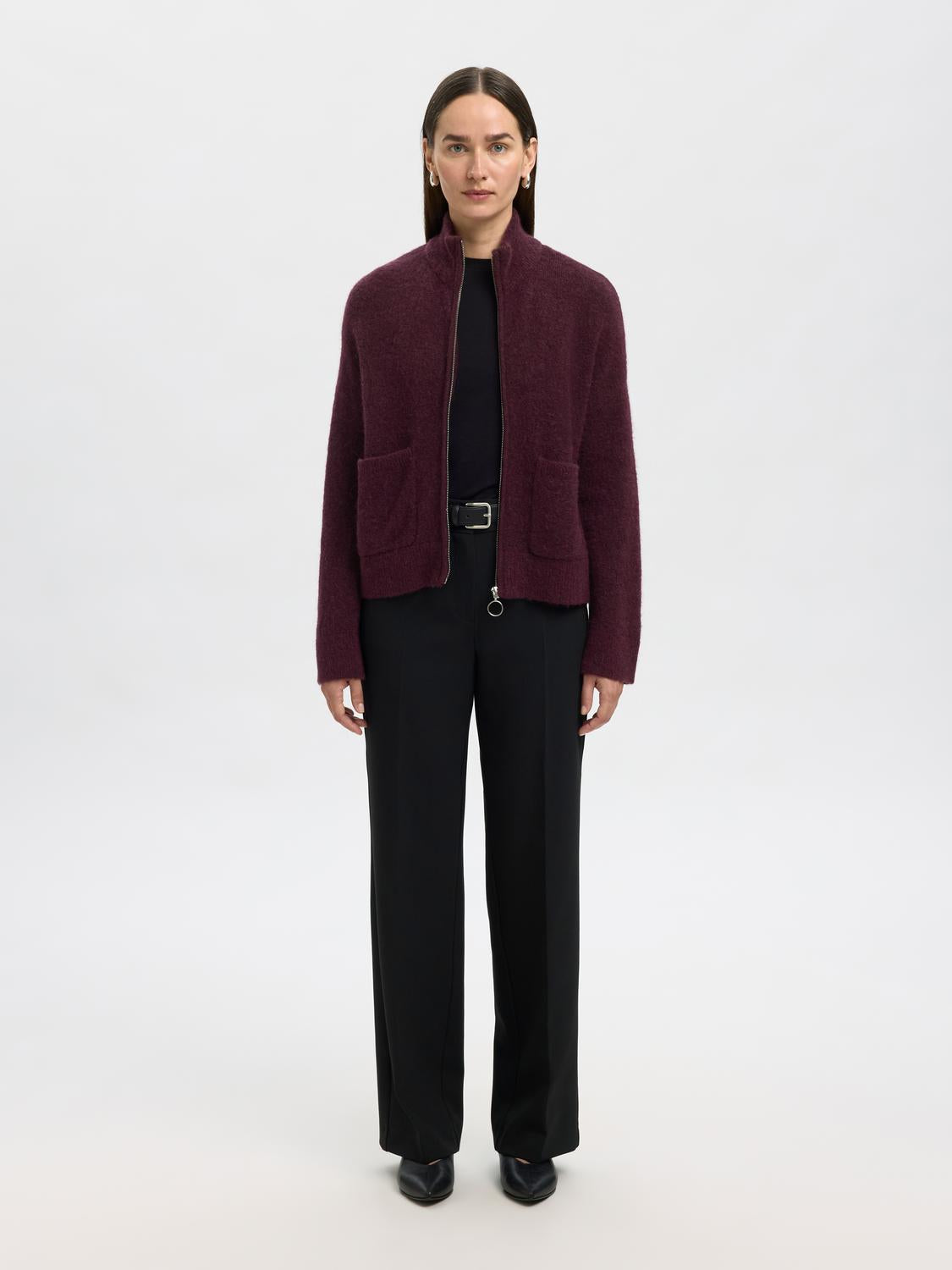 Slfsia Ras Ls Knit Zipper Cardigan Noos