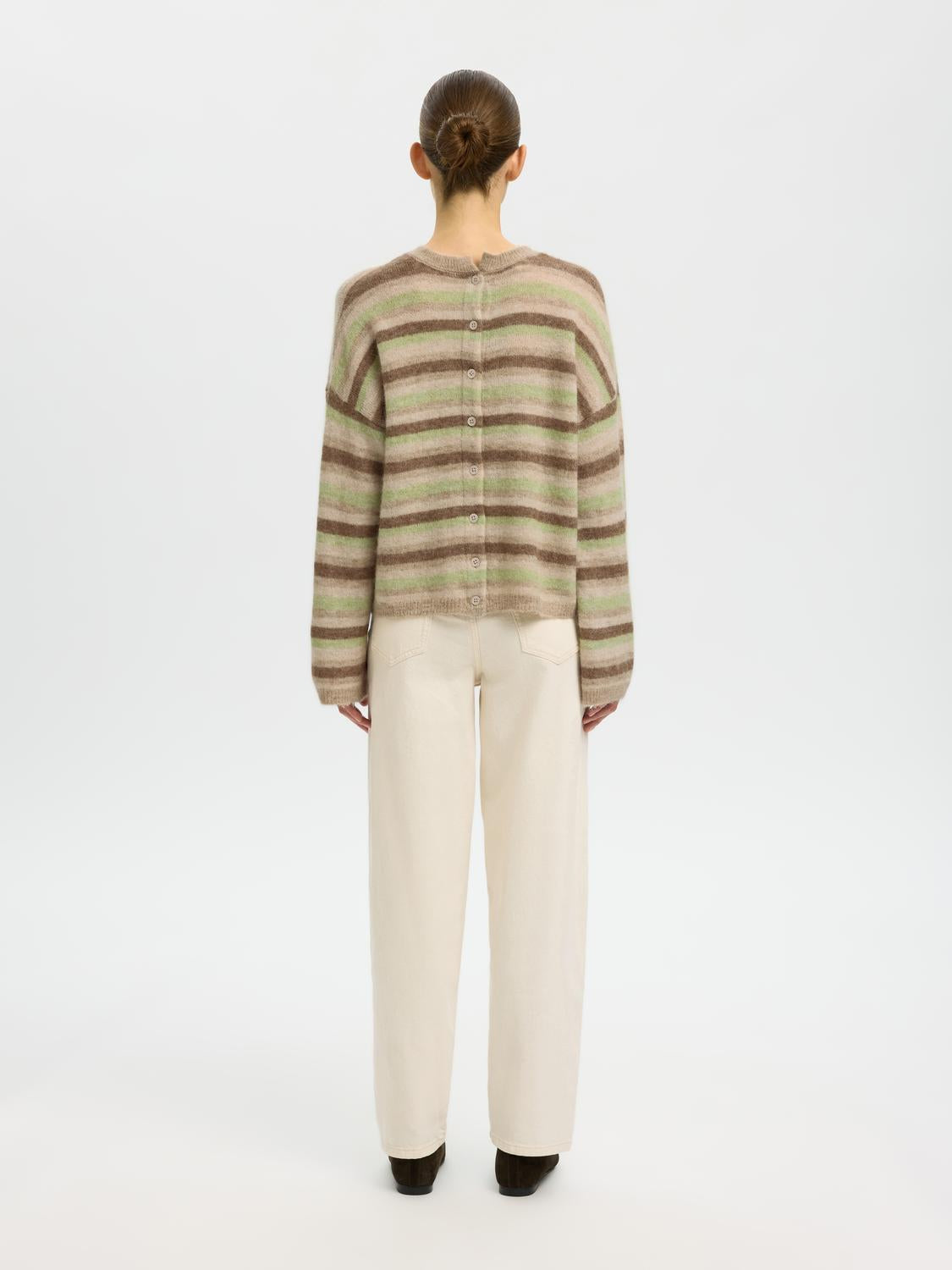 Slflulu Ls Knit Button O-Neck