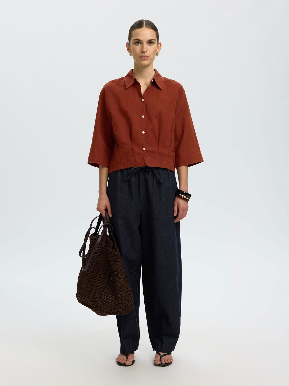 Slfcleo Regular 3/4 Cropped Shirt B