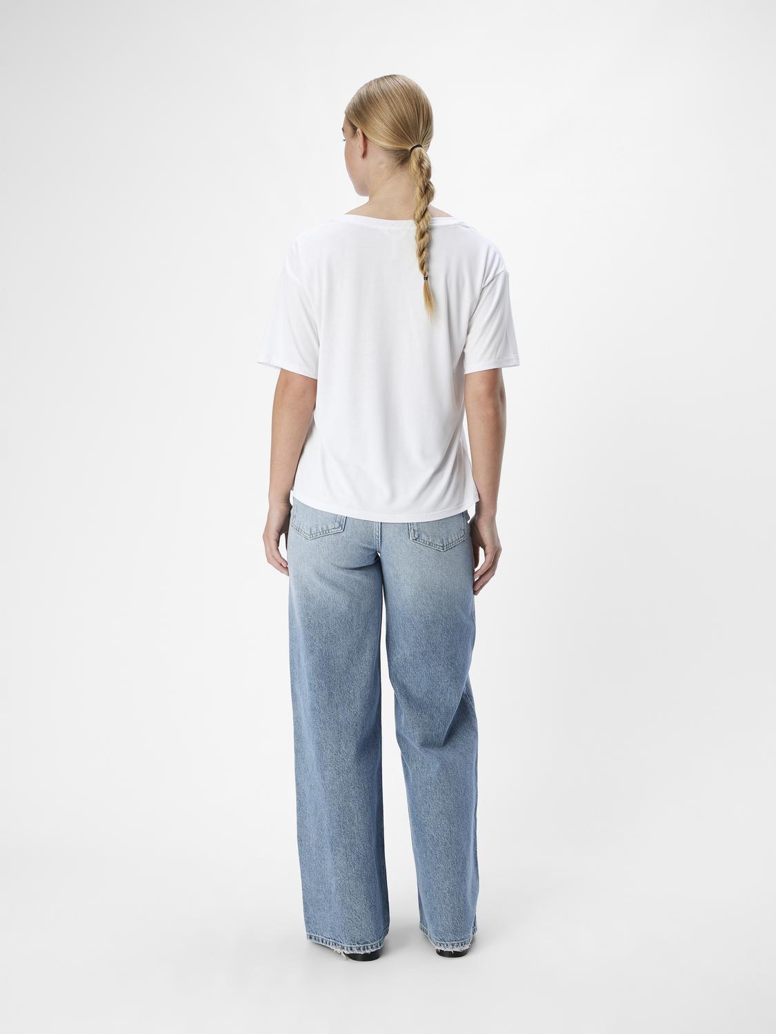 Annie RE S/S V-neck top - Hvit